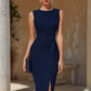 Ruched Front Sleeveless Midi Dress