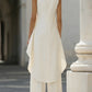 Asymmetric Layered Sleeveless Top & Wide-Leg Pants Set