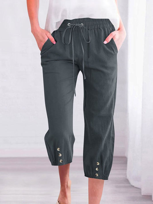 Women's Fashion Casual Drawstring Cropped Pants