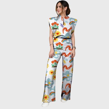 Women's Summer Garden Printed Scrub Set SP08