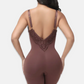 T-Back Open Back Bodysuit With Lace V-Neck Detail