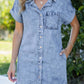 Limited time sale🔥Women's Button Down Frayed Hem Denim Shirt Dresses