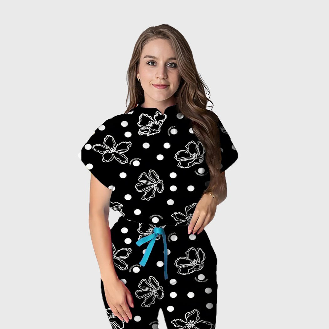 Women's Floral Printed Scrub Set CPJO2