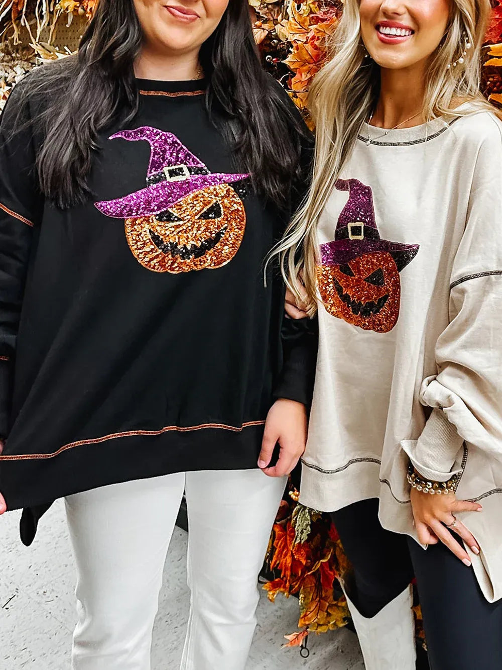 BEST DRESSED SEQUIN GHOST & PUMPKIN TOP(Buy 2 Free Shipping)