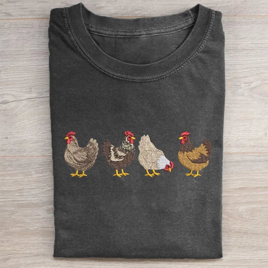 Embroidered Chicken T-shirt