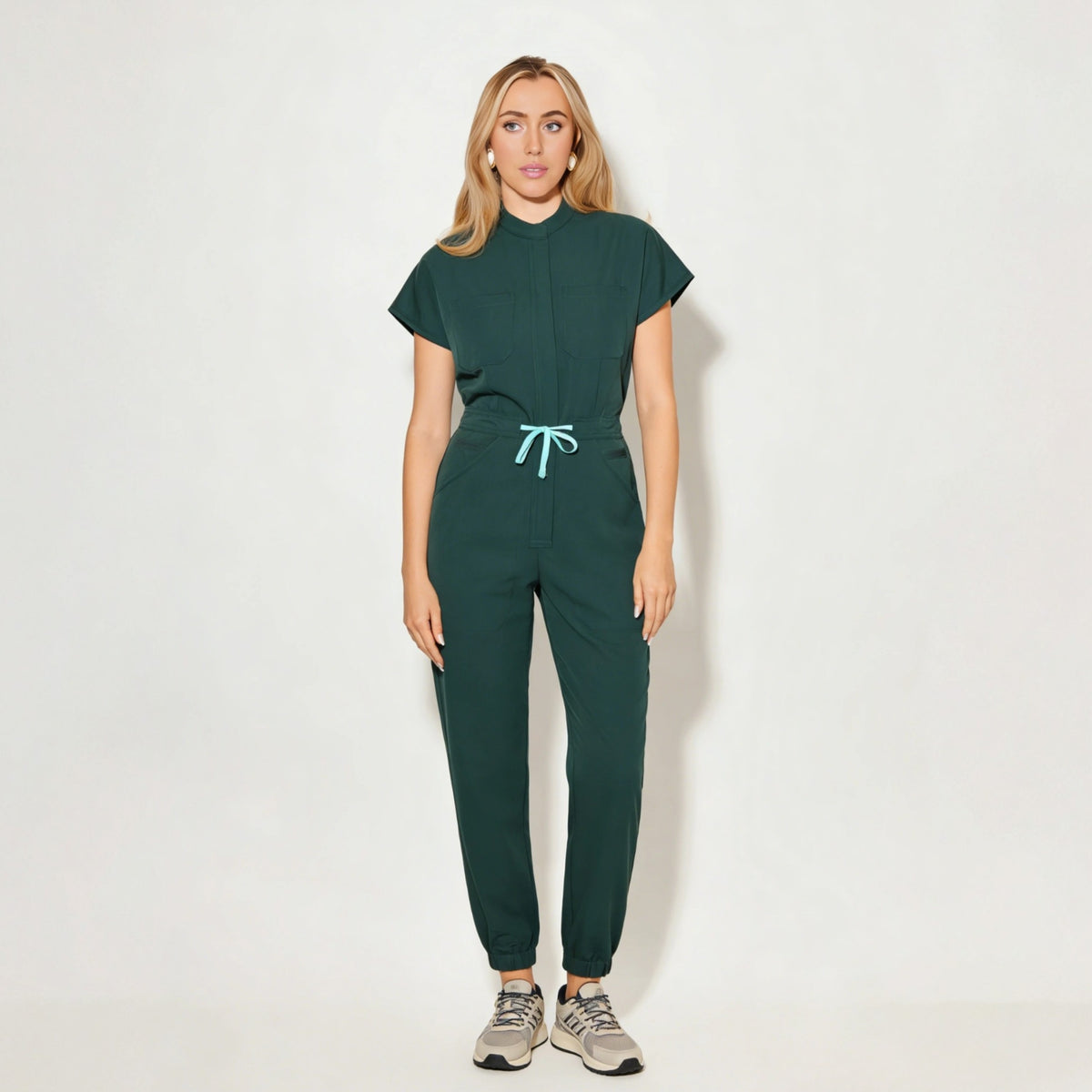 Women's Slim Fit 8-Pocket Jogger Scrub Jumpsuit