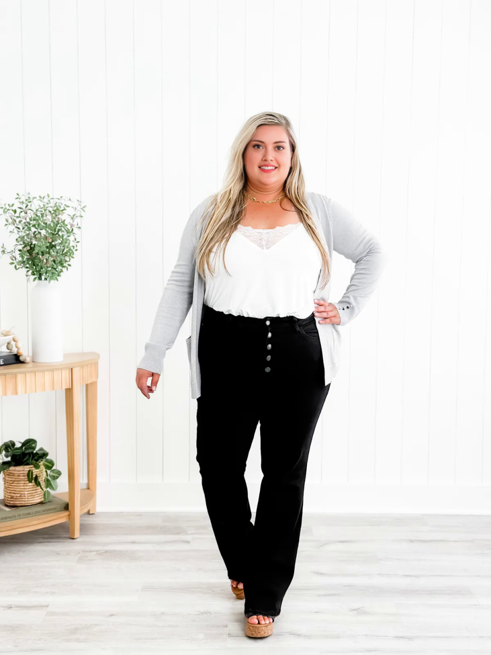 Mid Rise Button Fly Bootcut Jeans (Buy 2 Free Shipping)