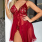 Women's Lace Sexy Ruffle Suspender Nightdress and Panty Set