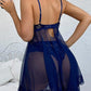 Women's Lace Sexy Ruffle Suspender Nightdress and Panty Set