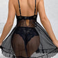 Women's Lace Sexy Ruffle Suspender Nightdress and Panty Set