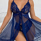 Women's Lace Sexy Ruffle Suspender Nightdress and Panty Set