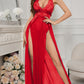 Women's Deep V Sexy Lace Mesh Front Slit Long Nightdress