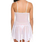 Women's Deep V Sexy Lace Mesh Irregular Hem Suspender Nightdress and Thong Set