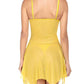 Women's Deep V Sexy Lace Mesh Irregular Hem Suspender Nightdress and Thong Set