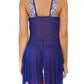 Sexy Deep V Lace Translucent Mesh Front Button Suspender Nightdress and Thong Set