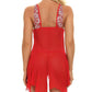 Sexy Deep V Lace Translucent Mesh Front Button Suspender Nightdress and Thong Set