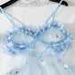 Sexy See-Through 3D Flower Lace Mesh Suspender Dress