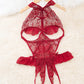 Women's Sexy Hollow Backless Transparent Floral Lace Open Crotch Design Bodysuit