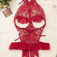 Women's Sexy Hollow Backless Transparent Floral Lace Open Crotch Design Bodysuit