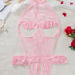 Women's Sexy Hollow Backless Transparent Floral Lace Open Crotch Design Bodysuit