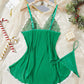 Sexy Deep V Contrast Lace Mesh Bow Decoration Suspender Nightdress (With Thong)