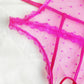 Sexy Floral Lace Bow Tie Open Crotch Hollow Polka Dot Mesh One-Piece Pajamas