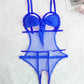 Sexy Floral Lace Bow Tie Open Crotch Hollow Polka Dot Mesh One-Piece Pajamas