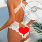 Deep V Sexy Lace Open Crotch Backless Heart Shaped Decoration One-Piece Pajamas