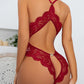 Deep V Sexy Lace Open Crotch Backless Heart Shaped Decoration One-Piece Pajamas