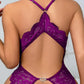 Deep V Sexy Lace Open Crotch Backless Heart Shaped Decoration One-Piece Pajamas