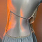 Women's V-Neck Lace Colorblock Ice Silk Bow Design Suspender Nightdress