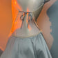 Women's V-Neck Lace Colorblock Ice Silk Bow Design Suspender Nightdress