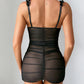 Sexy Mesh See-Through Flower Embroidery Slim Hip Nightdress