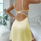 Women's Floral Eyelet Embroidery Lace Edge Satin V-Neck Suspender Nightdress
