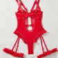 Sexy Lace Mesh Backless Ruffled Decoration Hollow Ring Buckle One-Piece Pajamas