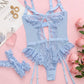Sexy Lace Mesh Backless Ruffled Decoration Hollow Ring Buckle One-Piece Pajamas