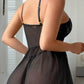 Sexy Lace Tie-Up Design See-Through Low-Cut Suspender Nightdress