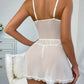 Sexy Lace Tie-Up Design See-Through Low-Cut Suspender Nightdress