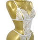 Women's Sexy Hollow Translucent Floral Lace Backless One-Piece Pajamas