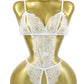 Women's Sexy Hollow Translucent Floral Lace Backless One-Piece Pajamas