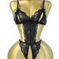 Women's Sexy Hollow Translucent Floral Lace Backless One-Piece Pajamas