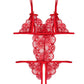 Women's Sexy Hollow Translucent Floral Lace Backless One-Piece Pajamas