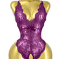 Deep V Sexy Translucent Floral Lace Cross-Back Open Crotch Design One-Piece Pajamas
