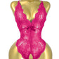Deep V Sexy Translucent Floral Lace Cross-Back Open Crotch Design One-Piece Pajamas