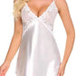 Women's Sexy Lace Satin V Neck Adjustable Straps Backless Nightdress with Thong