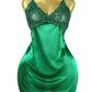 Women's Sexy Lace Satin V Neck Adjustable Straps Backless Nightdress with Thong