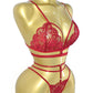 Women's Floral Lace Sexy Adjustable Strap Bra and Thong Set