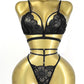 Women's Floral Lace Sexy Adjustable Strap Bra and Thong Set