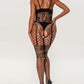 Sexy Halterneck Jacquard Lace Hollow See-Through Fishnet Stockings One-Piece Pajamas