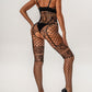 Sexy Halterneck Jacquard Lace Hollow See-Through Fishnet Stockings One-Piece Pajamas